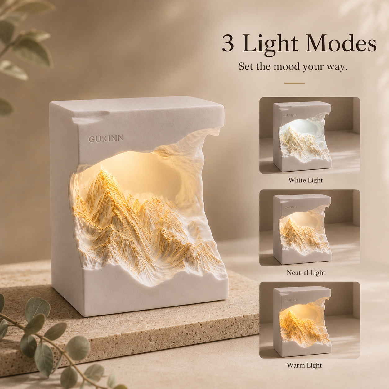 Illuminated Mountain Sculpture Gift Set