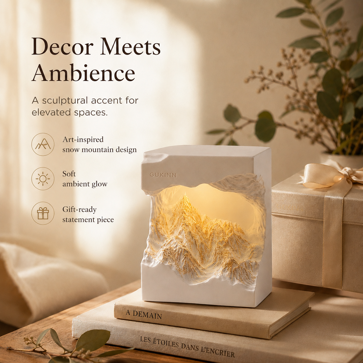 Illuminated Mountain Sculpture Gift Set
