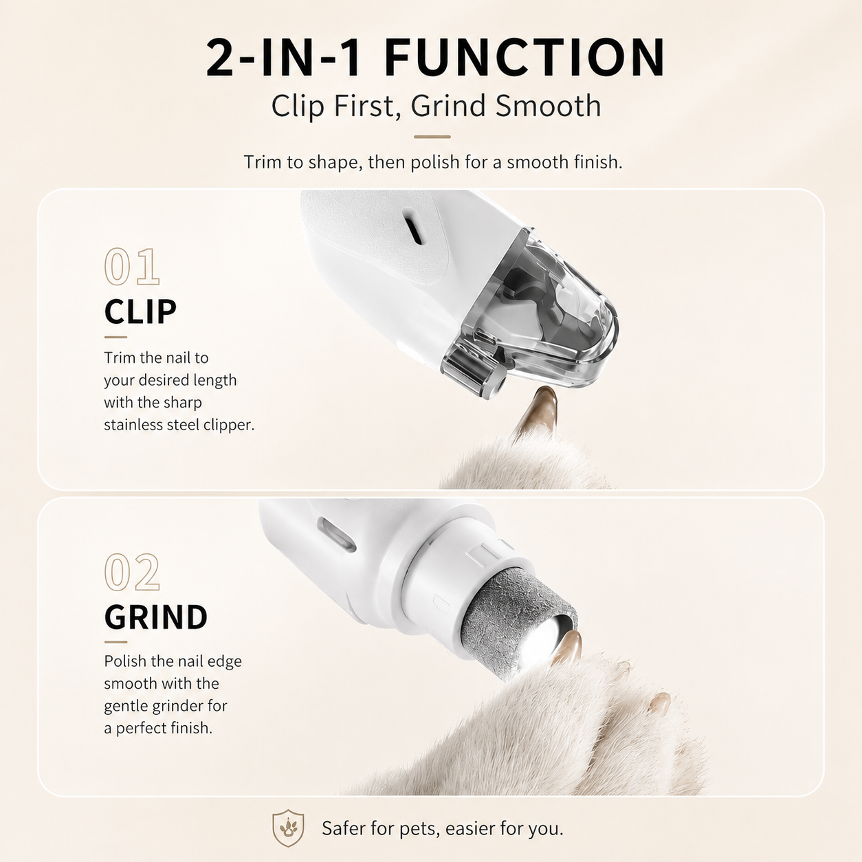 2-in-1 LED Pet Nail Clipper & Grinder